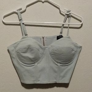 Say What Faux Denim Y2K Crop Top in Medium